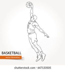 Illustration of basketball player. Vector illustration isolated