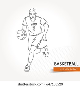 Illustration of basketball player. Vector illustration isolated