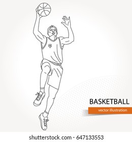 Illustration of basketball player. Vector illustration isolated