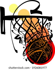 illustration of a basketball and a ring