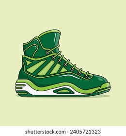 The Illustration of Basketball Sneakers High Ankle Green Army