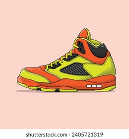 The Illustration of Basketball Sneakers Modern Green Orange