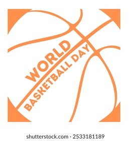 Illustration of basketball with text. National Basketball day