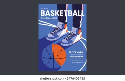 Illustration basketball tournament poster template