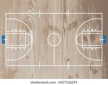 The Illustration of Basketball Wood Field