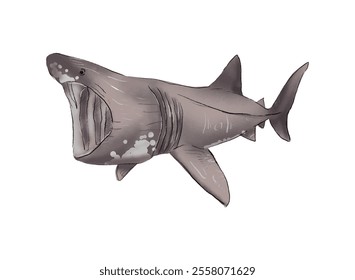 Illustration of an Basking Shark Watercolor Illustration