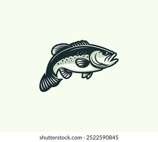 Illustration of a Bass fish, in a stylized design.