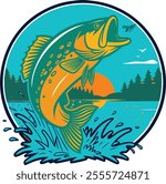 illustration of a Bass fish in the water