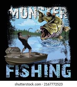 illustration bass  fishing fisherman fish vector  sport largemouth graphic Design   
