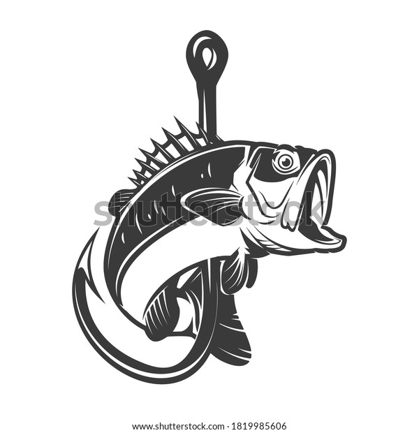 Illustration Bass Fishing Hook Design Element Stock Vector (Royalty ...