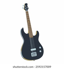 Illustration of Bass Guitar Representing Music Industry Isolated on White Background. Bass Guitar Icon for Sound Production, Electric Bass Symbol in Music Art