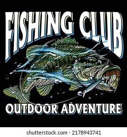illustration bass walleye giant trevally fishing fisherman fish vector  sport largemouth graphic Design   
