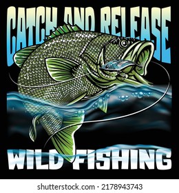 illustration bass walleye giant trevally fishing fisherman fish vector  sport largemouth graphic Design   
