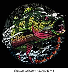 illustration bass walleye giant trevally fishing fisherman fish vector  sport largemouth graphic Design   
