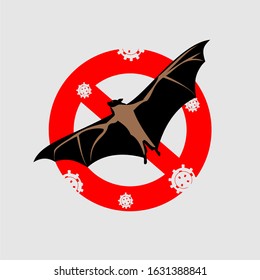 illustration of bat animal and stop corona virus in vector