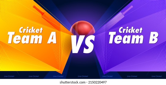 illustration of bat and ball on cricket championship sports background