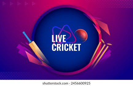 illustration of bat and ball on cricket championship sports background