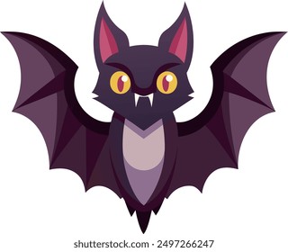 Illustration of a bat with big eyes isolated on a white background