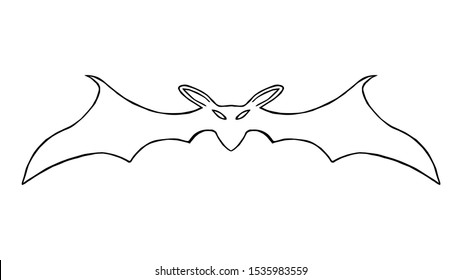 Illustration of a bat. Halloween Black-white illustration in a flat style.