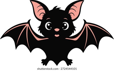 Ilustração de um morcego, isolado em um fundo branco, perfeito para a vida selvagem, Halloween, animais noturnos, educação, desenhos animados e natureza criativa ou projetos temáticos assustadores.