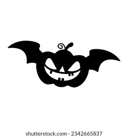 Illustration of a bat winged flying pumpkin happy halloween
