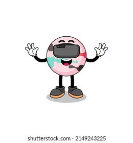 Ilustración de una bomba de baño con auriculares vr, diseño de carácter