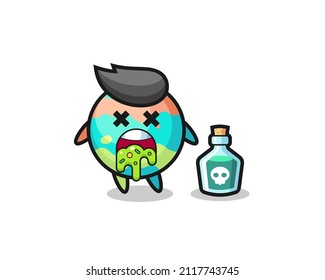 ilustración de un personaje de las bombas de baño vómito debido a envenenamiento, diseño de estilo lindo para camiseta, pegatina, elemento logo