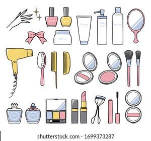 ilustración del baño y maquillaje
