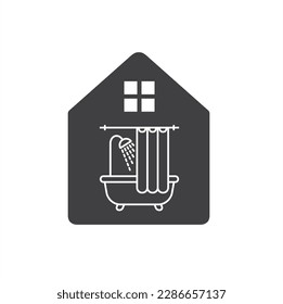 illustration of bathroom, bath room icon, vector art.