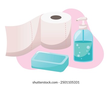 illustration of bathroom elements in flat style