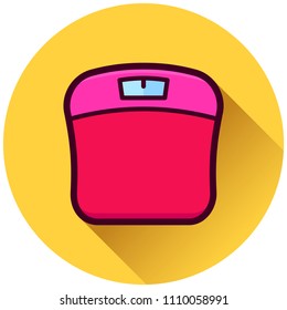 Illustration of bathroom scale circle yellow icon