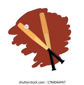 ilustración con murciélagos y pelota de béisbol con fondo