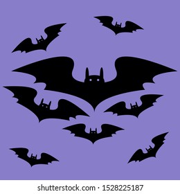 Illustration of bats. Halloween festive set.