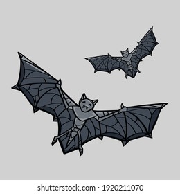 Illustration of bats made in a cartoon style