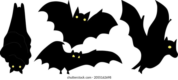 Illustration of a bats silhouette on a white background. Vector image for Halloween celebration, ready to use, eps. For your design