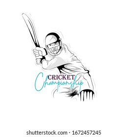 illustration of batsman and bowler playing cricket championship sports