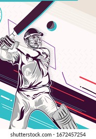 illustration of batsman and bowler playing cricket championship sports