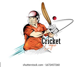 illustration of batsman and bowler playing cricket championship sports