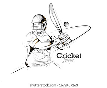illustration of batsman and bowler playing cricket championship sports