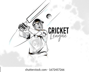 illustration of batsman and bowler playing cricket championship sports