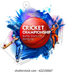 Illustration Of Batsman And Bowler Playing Cricket Championship Sports