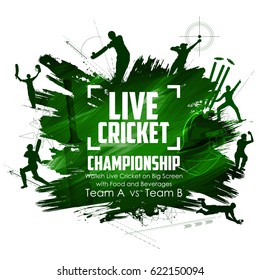 illustration of batsman and bowler playing cricket championship sports