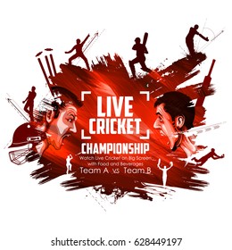 illustration of batsman and bowler playing cricket championship sports