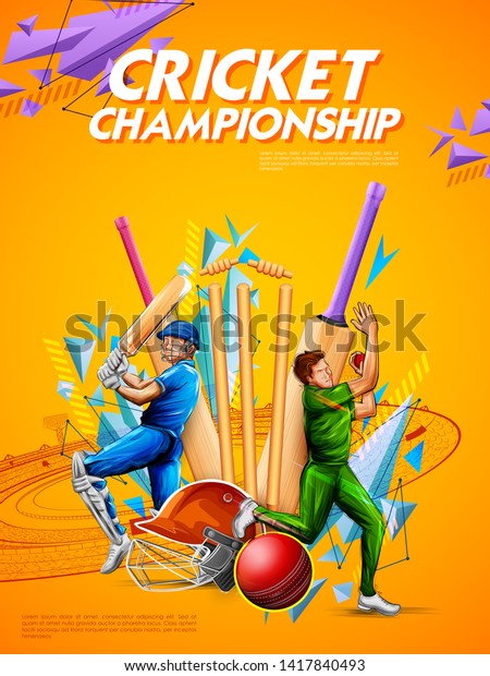illustration of batsman and bowler playing cricket\
championship sports\
2019