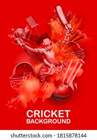 illustration of batsman player playing cricket championship sports