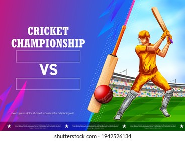 illustration of batsman player playing cricket championship sports