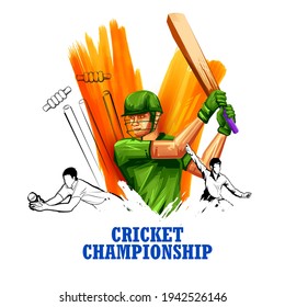 illustration of batsman player playing cricket championship sports