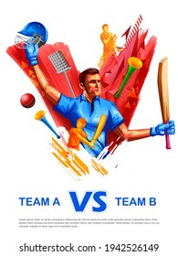 illustration of batsman player playing cricket championship sports