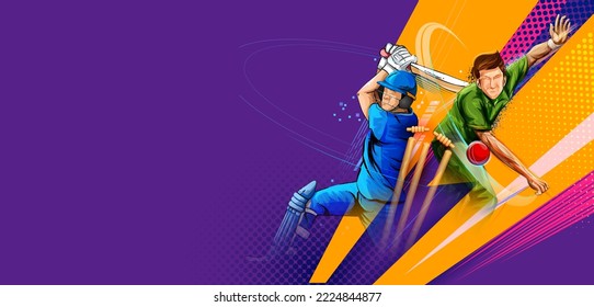 illustration of batsman player playing cricket championship sports