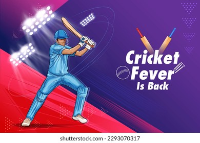 illustration of batsman player playing cricket championship on sports background